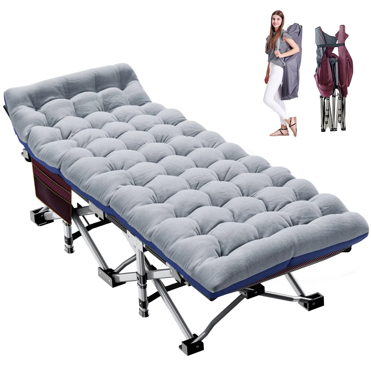 Portable Folding Bed with Mattress and Carry Bag E925591