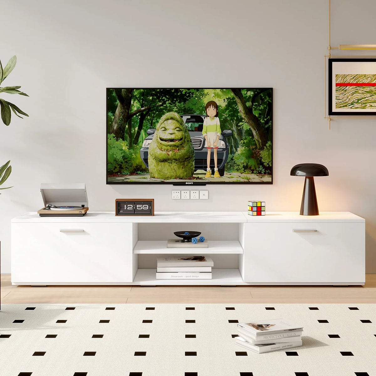White Modern TV Stand for 55/65/70 Inch TVs S385477