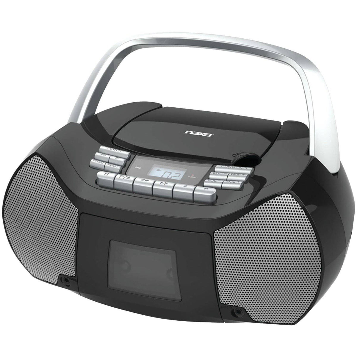 Portable CD Cassette Boombox Silver Black K439897