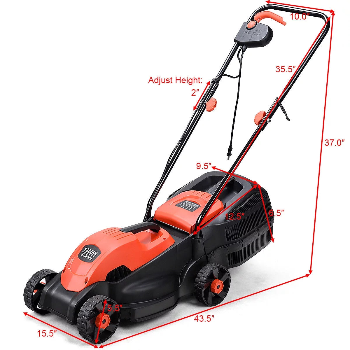 14-Inch Corded Electric Push Lawn Mower with Grass Bag L703558