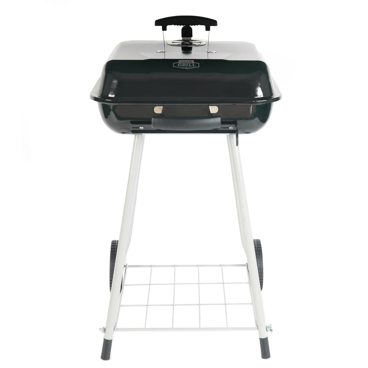 Square Steel Charcoal Grill with Wheels, Black U261