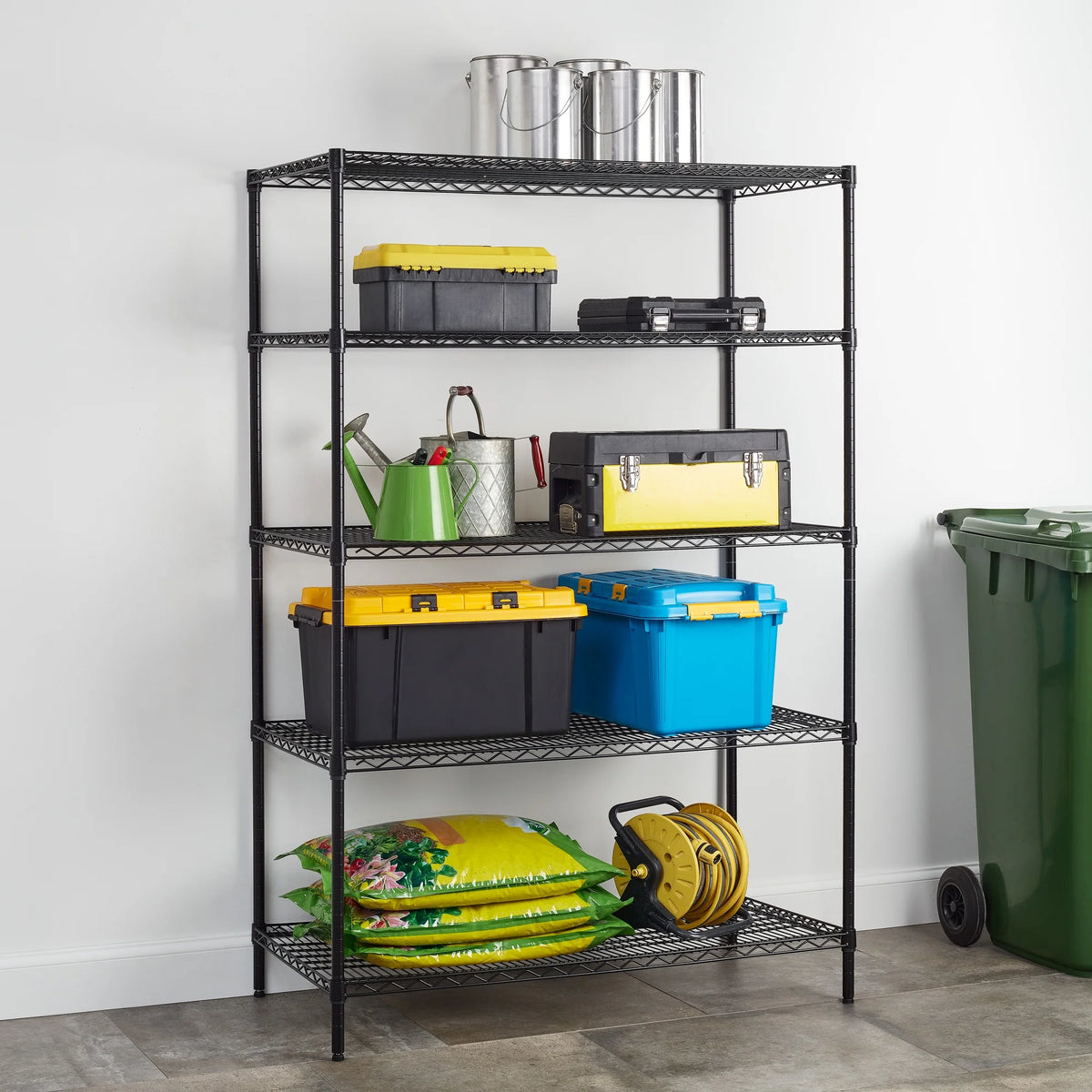Steel 5-Tier Storage Shelf Unit Black T407