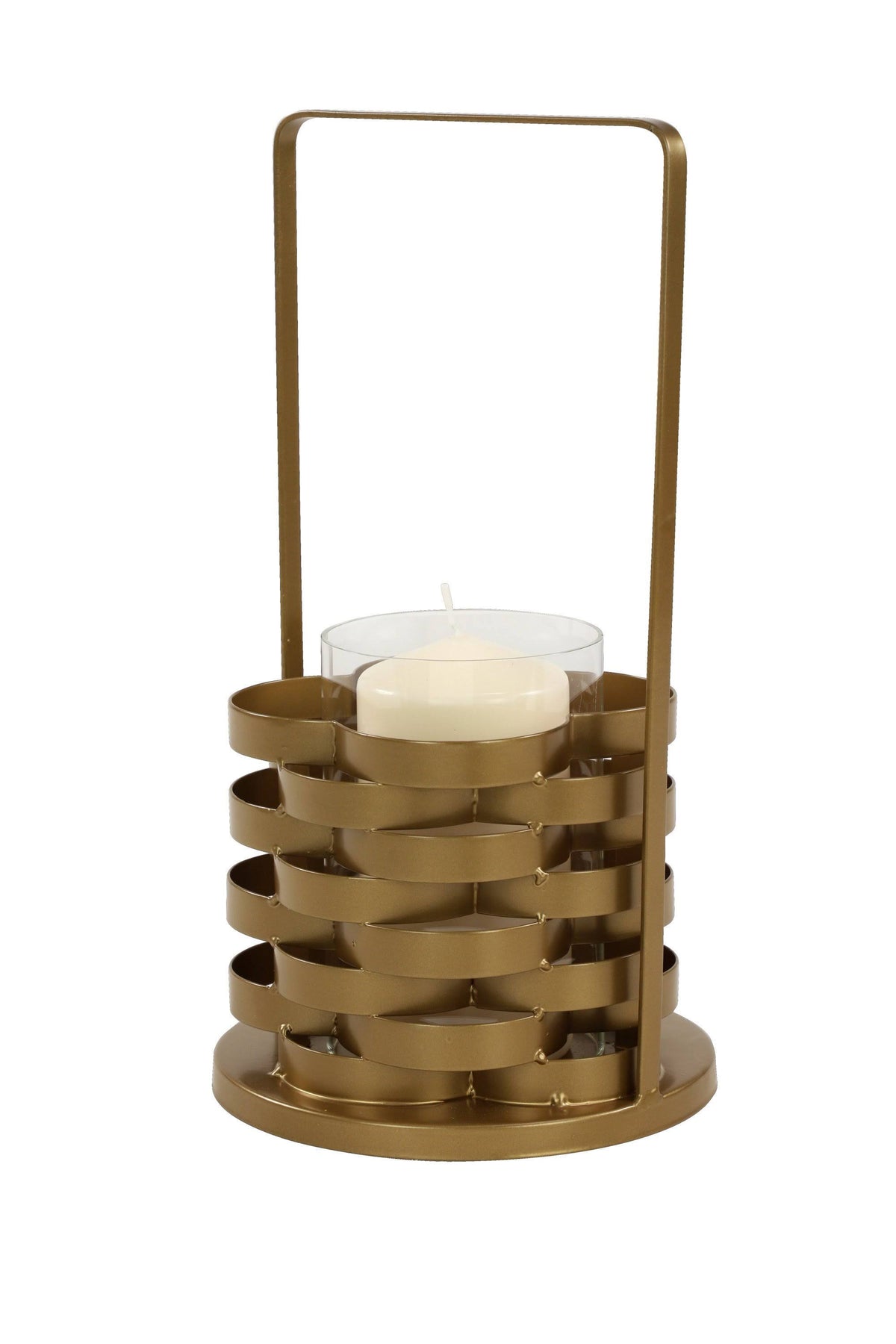 Gold and Clear Glass Hurricane Candle Holder N451914