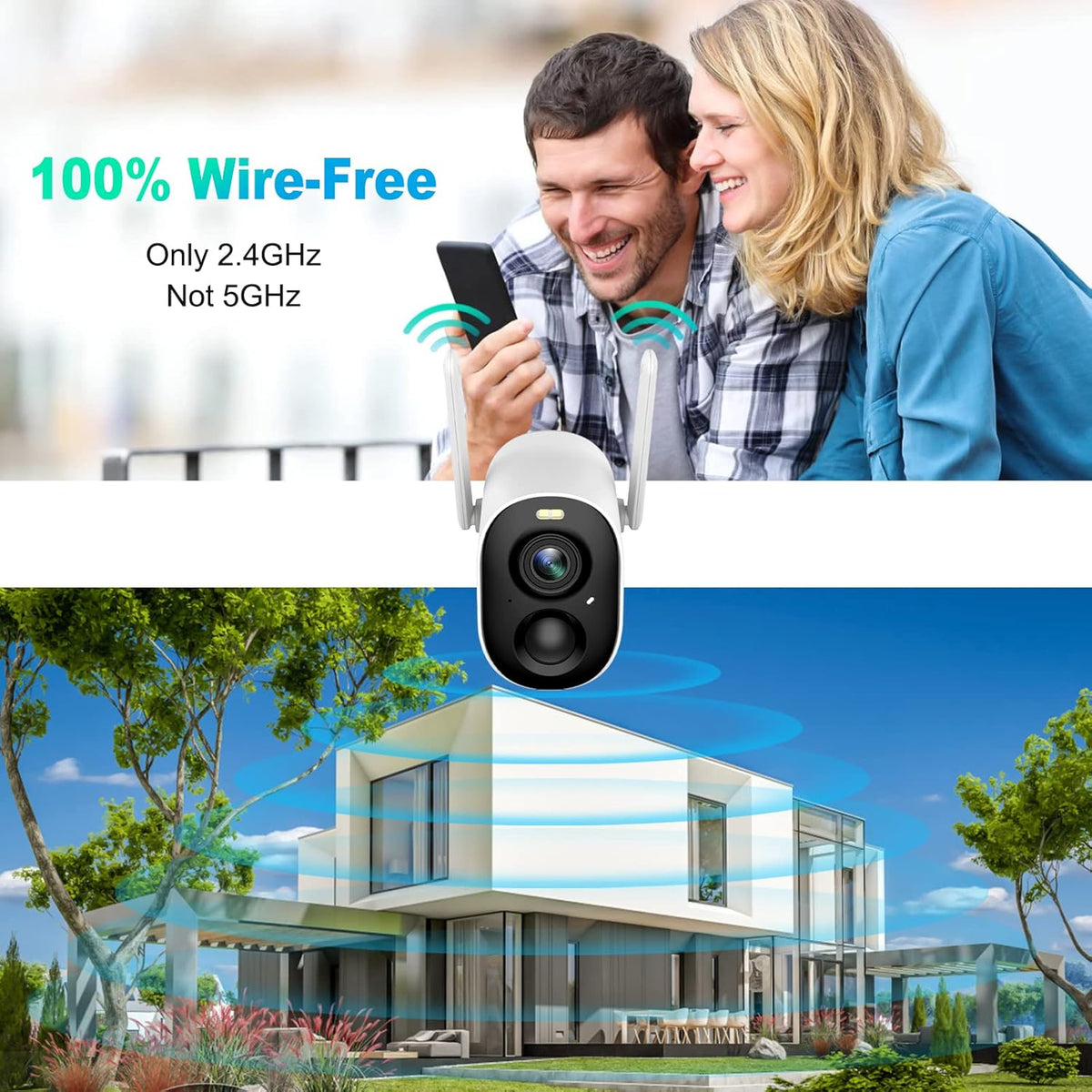 Wireless Outdoor Security Camera with Color Night Vision F675777