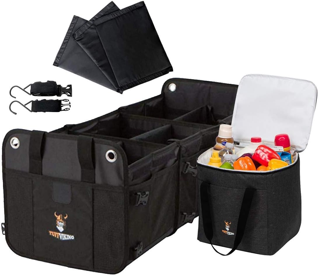 Large 3 Compartment SUV Trunk Organizer with Cover I734556