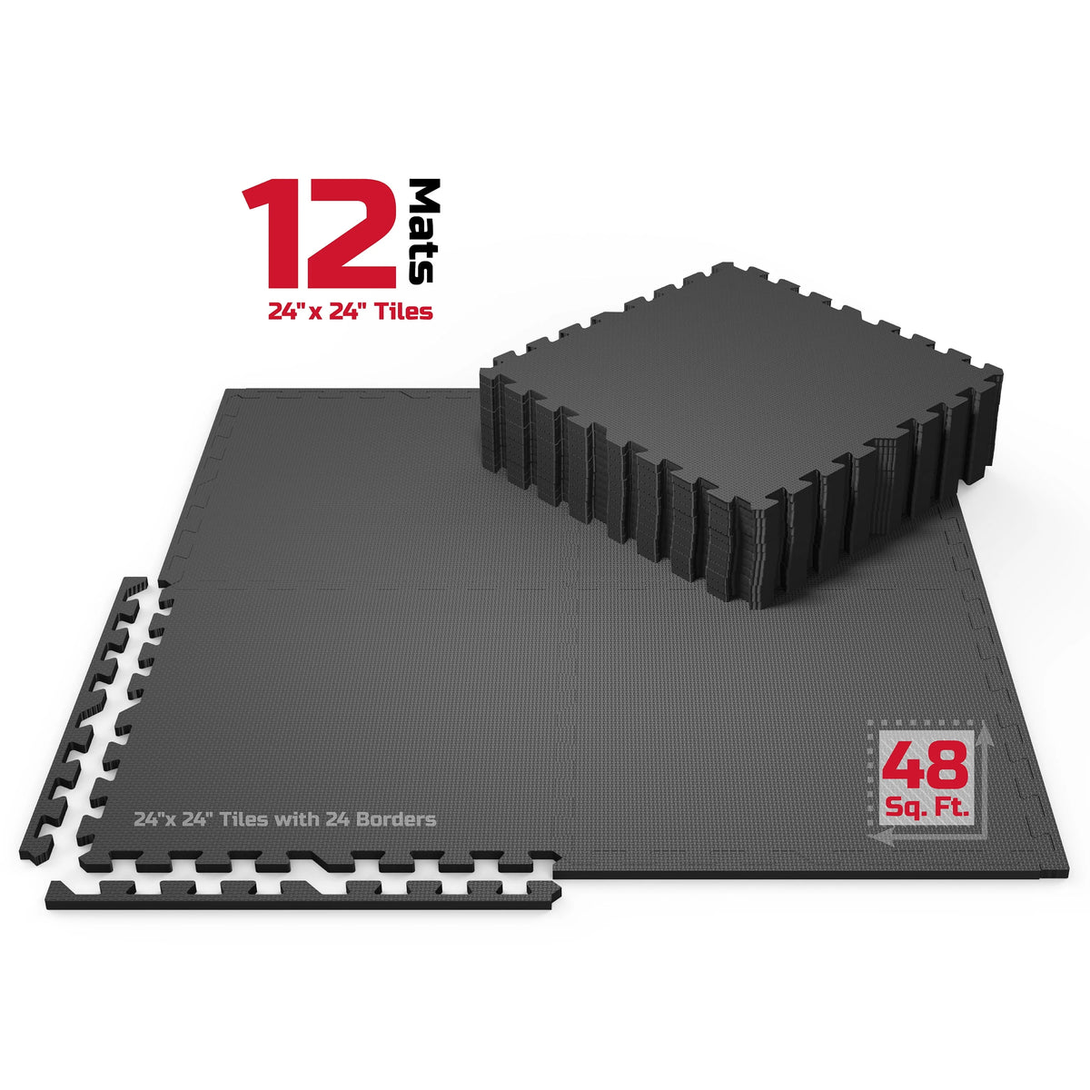 12-Pack Foam Puzzle Exercise Mat 1/2 in. Q569