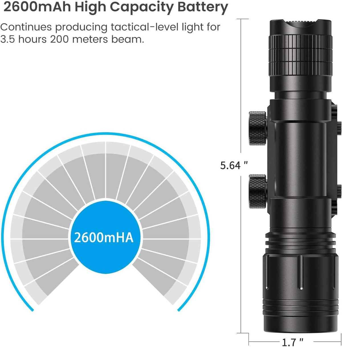 1200 Lumen Rail Mounted LED Tactical Flashlight K218