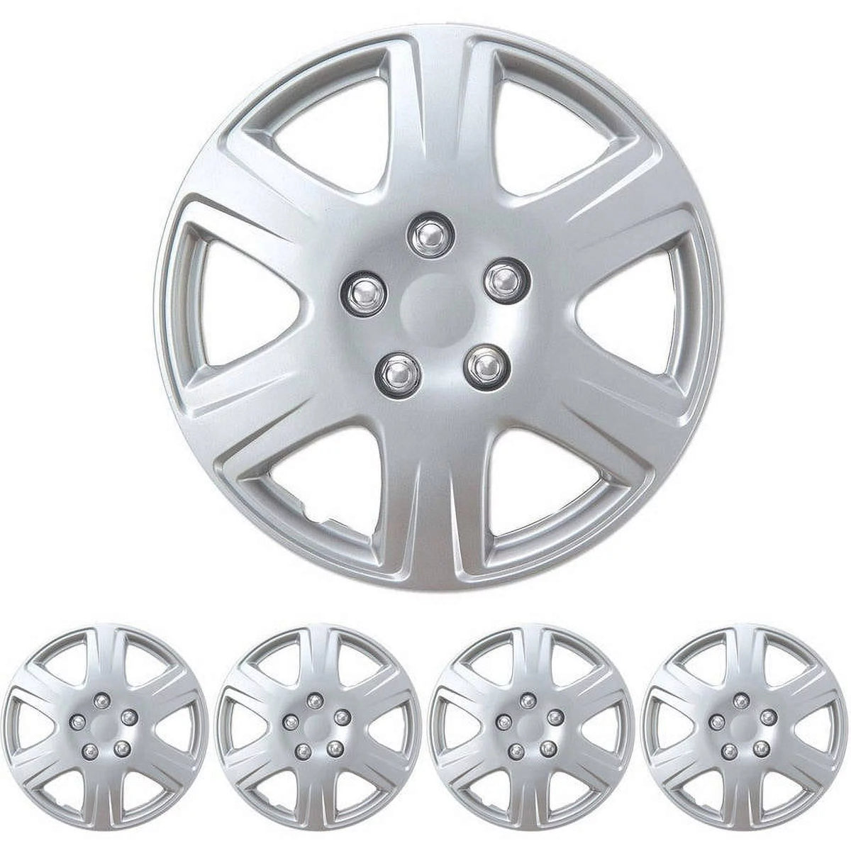 15 4 Pieces Silver ABS Plastic Hubcaps N270003