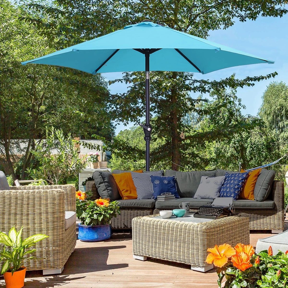 7.5FT Patio Umbrellas with Push Button Tilt and Crank M9947