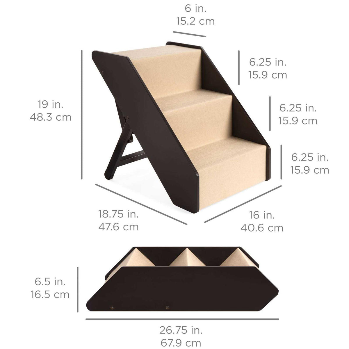 Foldable Adjustable Wooden Pet Stairs O91098