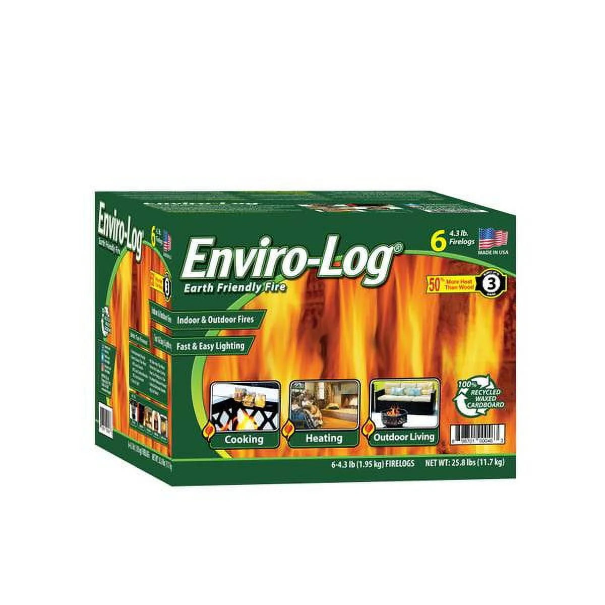Indoor and Outdoor Fire Wood 4.3 lb Firelogs 6 Count Y800283