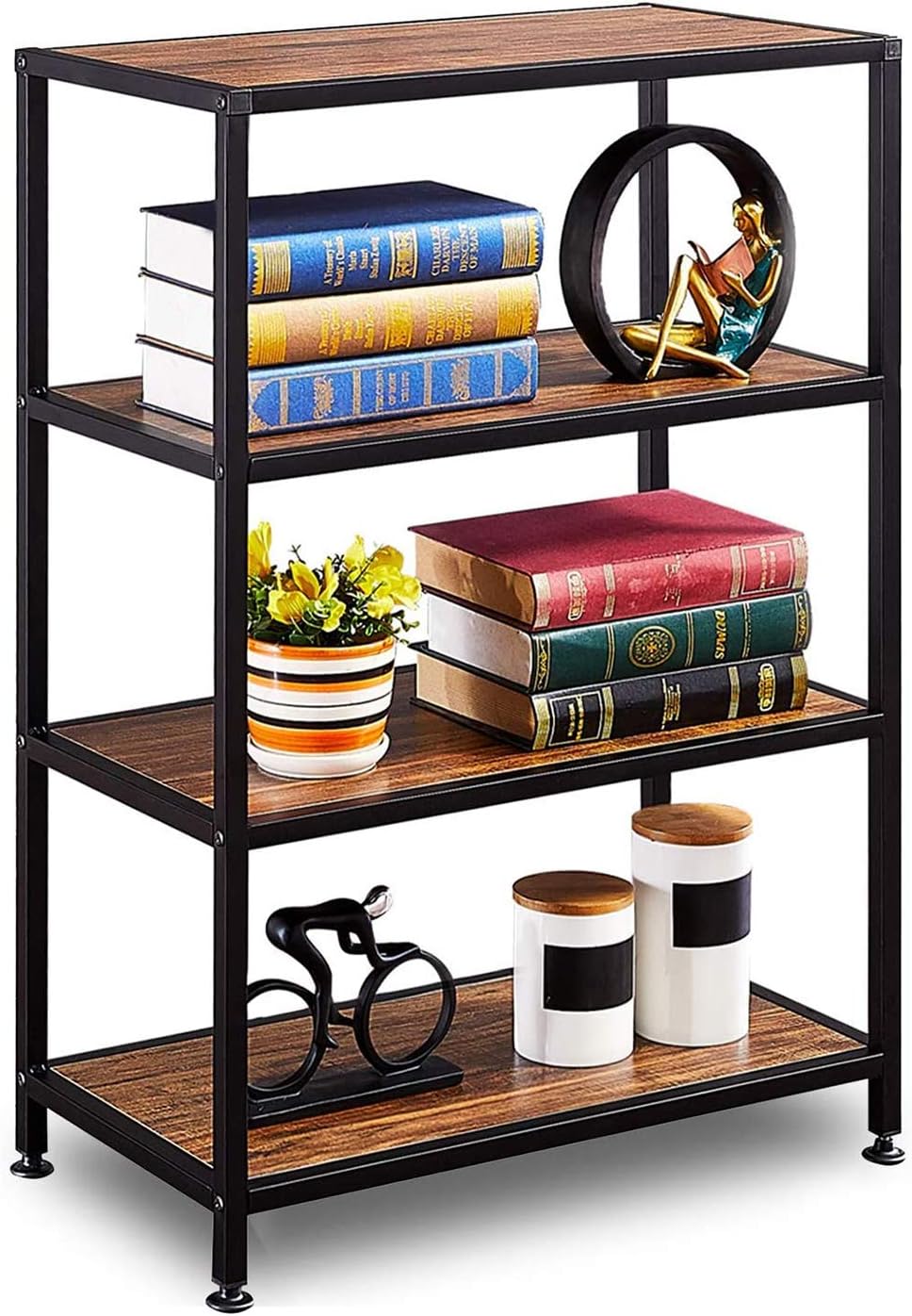 4 Tier Rustic Bookshelf Metal Frame V44563