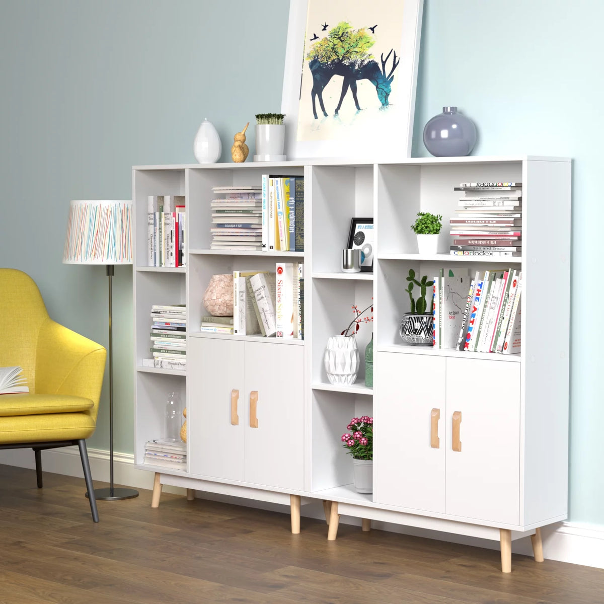 5 Cube White Bookcase with Door L811015
