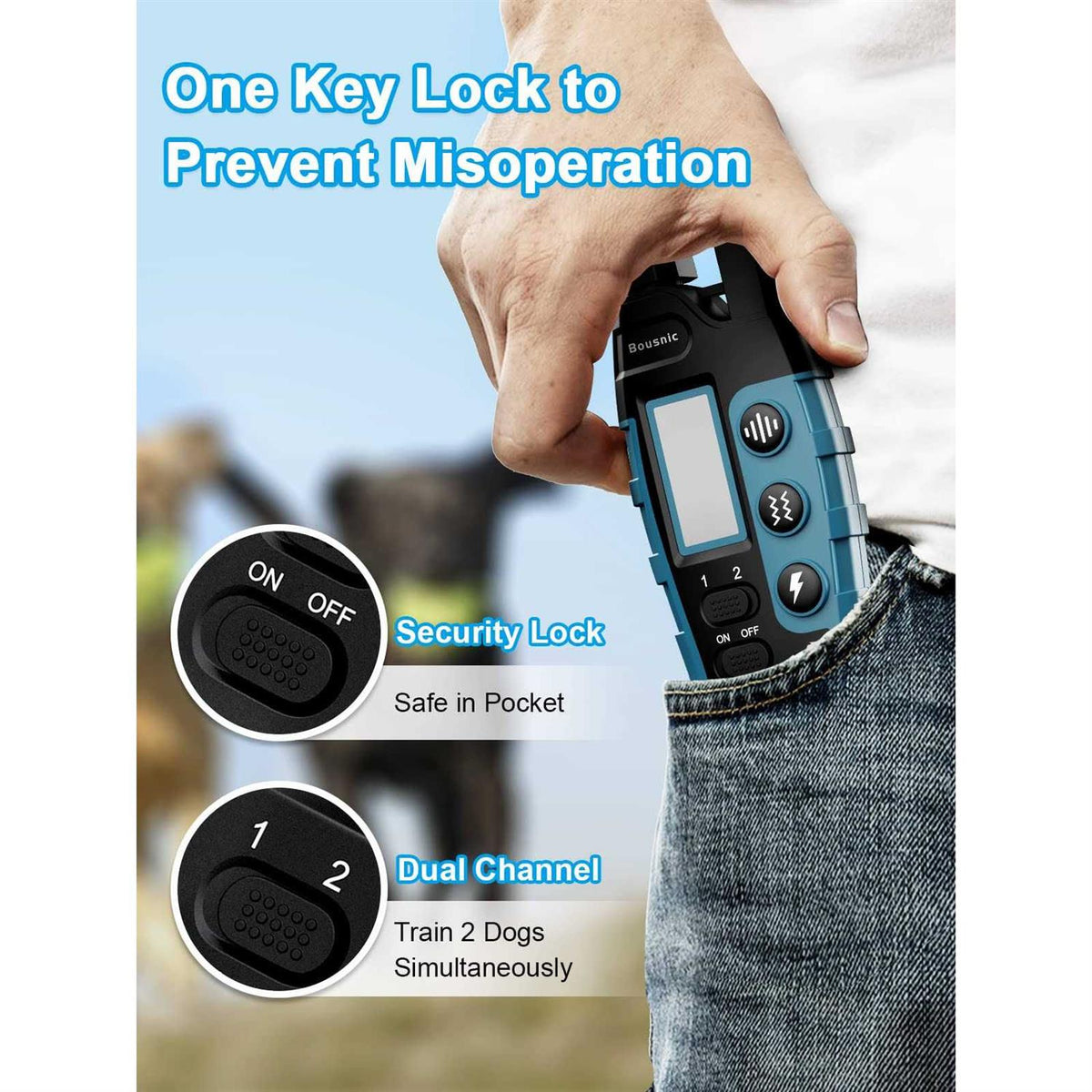 Dog Shock Collar 2 Dogs 3300 ft Waterproof Rechargeable Remote T42545