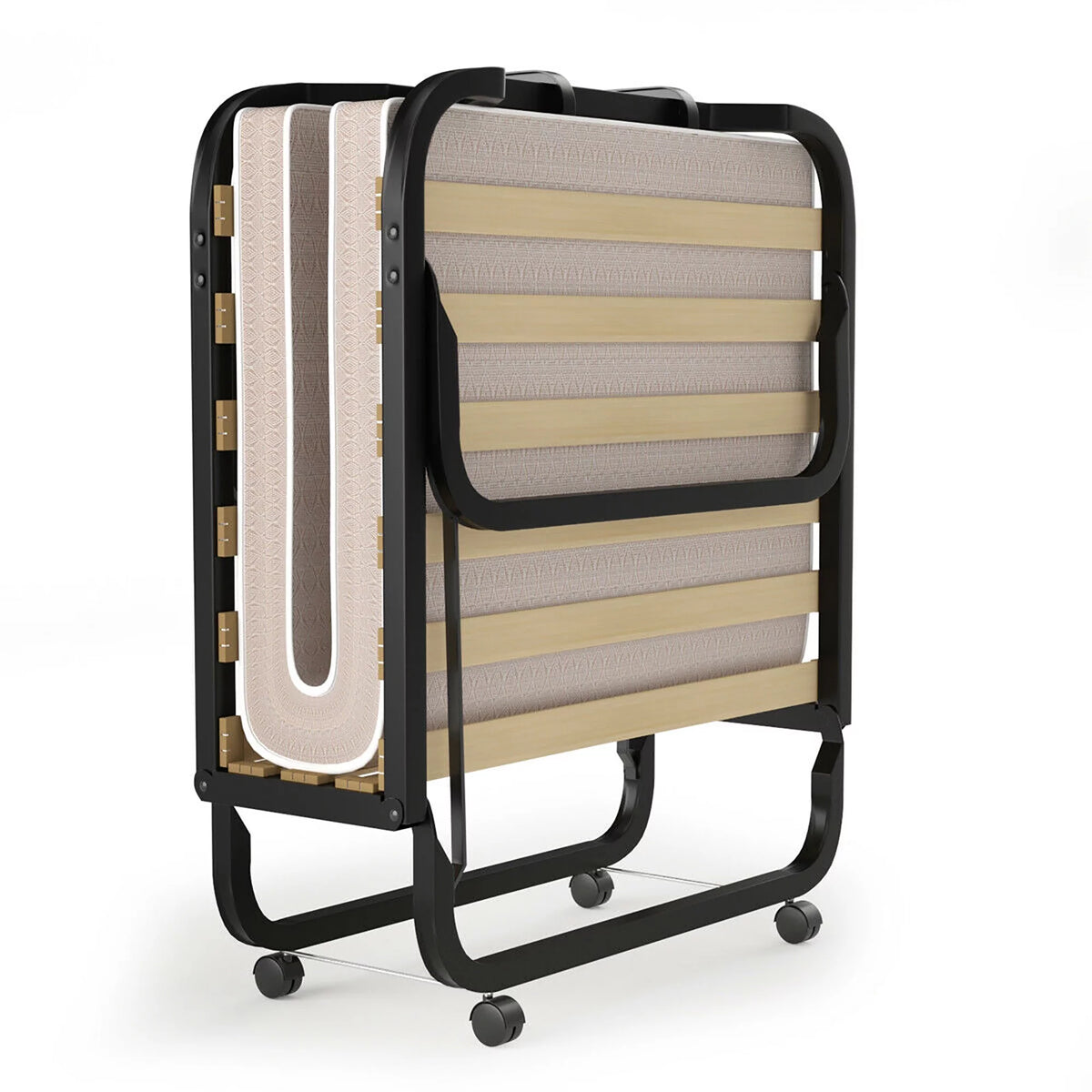 Folding Bed with Memory Foam Mattress Metal Guest Bed A64044