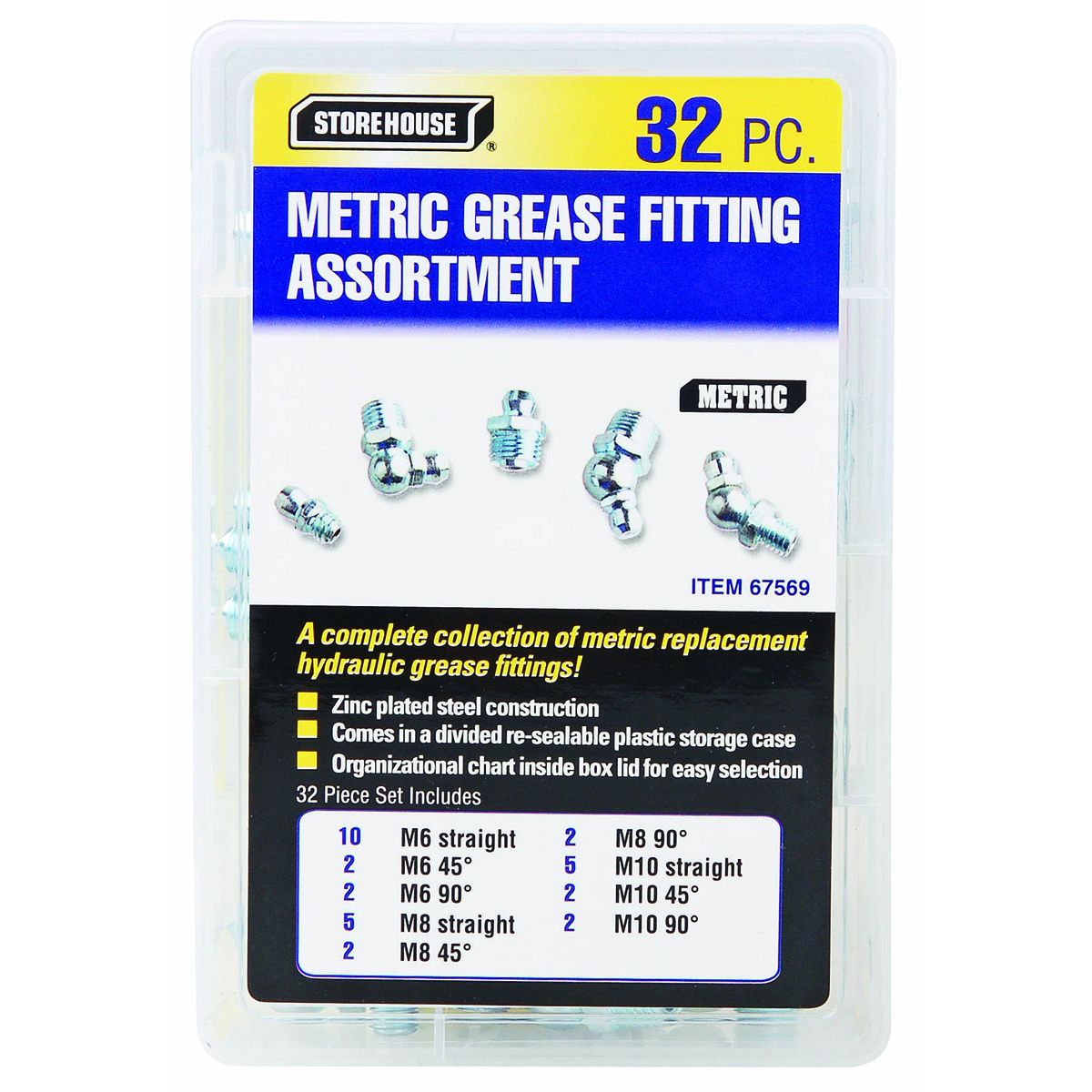 Metric Grease Fitting Assortment, 32 Piece X23675