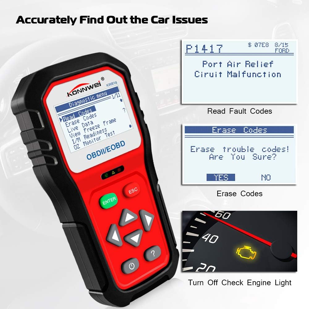 OBD2 Scanner Code Reader Car Diagnostic Scan Tool with Battery Test W891