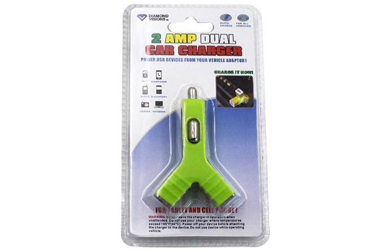 2 Amp Dual Y USB Car Charger Case of 12 T841