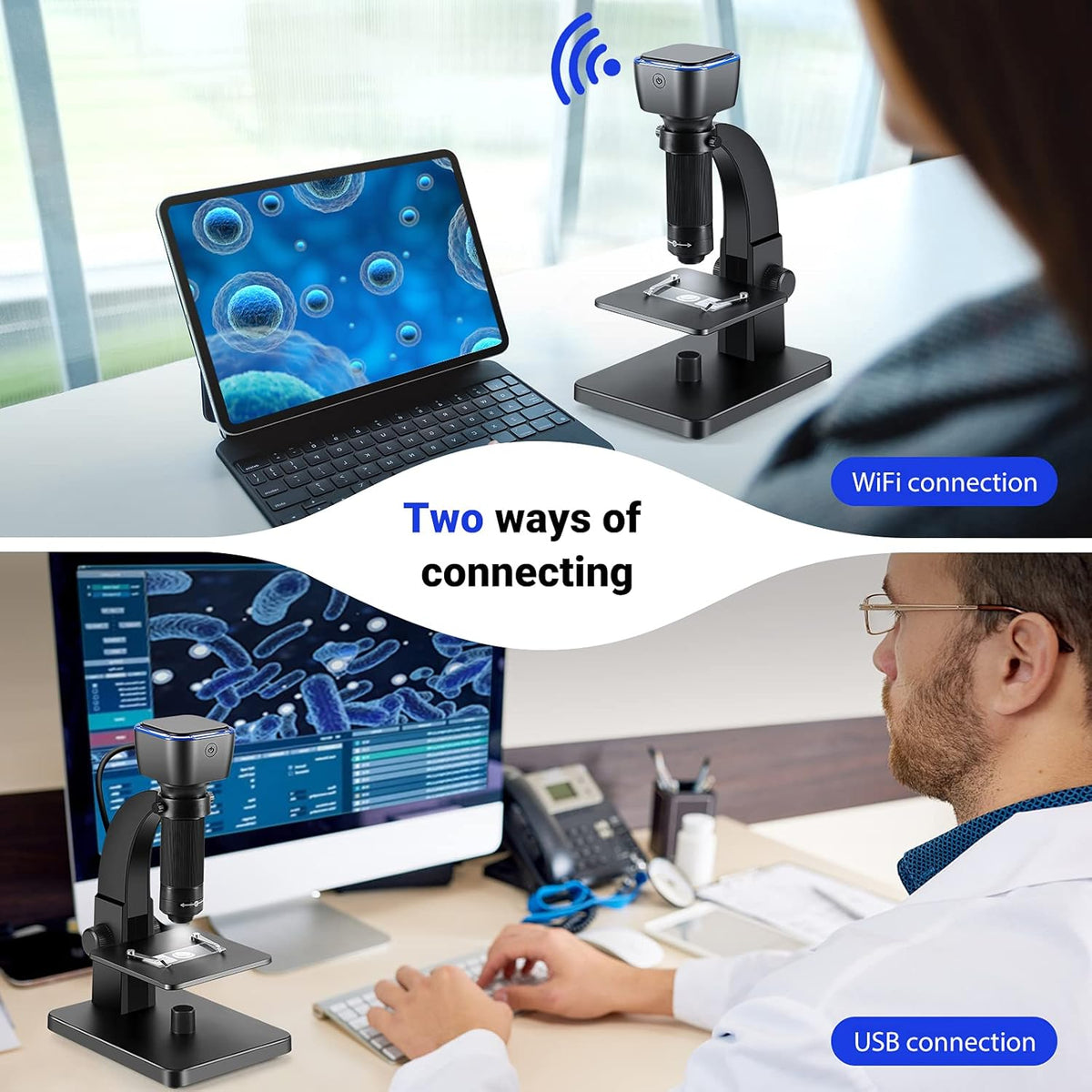 Digital Microscope, 2000X WiFi USB Connection 11 LEDs S94566