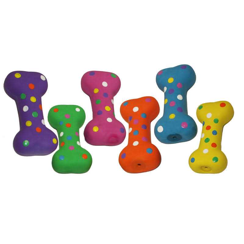 Small Latex Polka-Dot Bone Dog Toy R67582