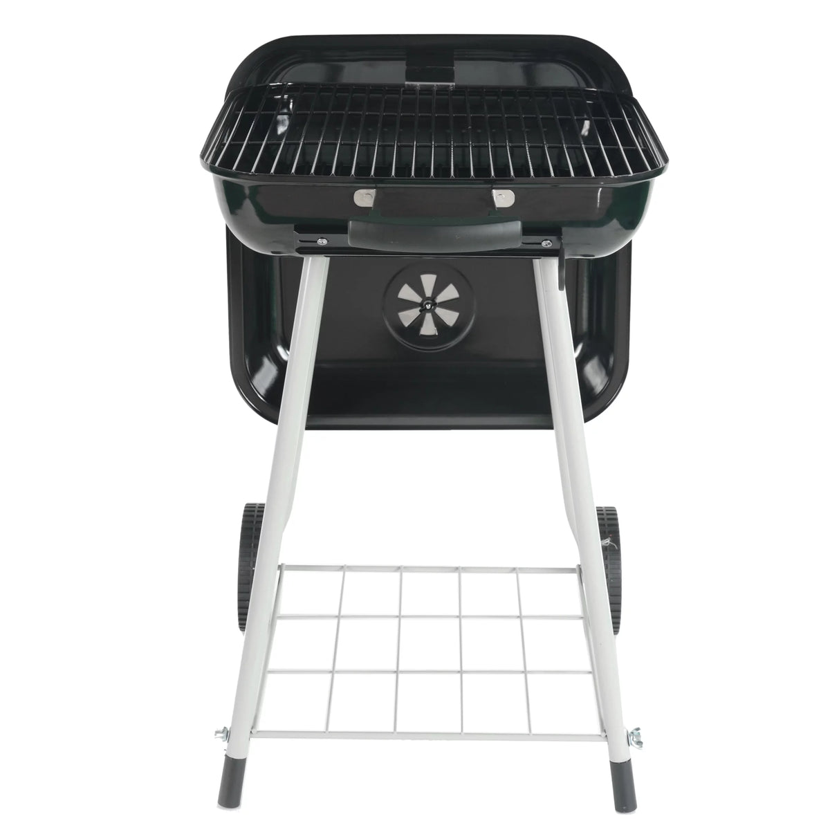 Square Steel Charcoal Grill with Wheels, Black U261