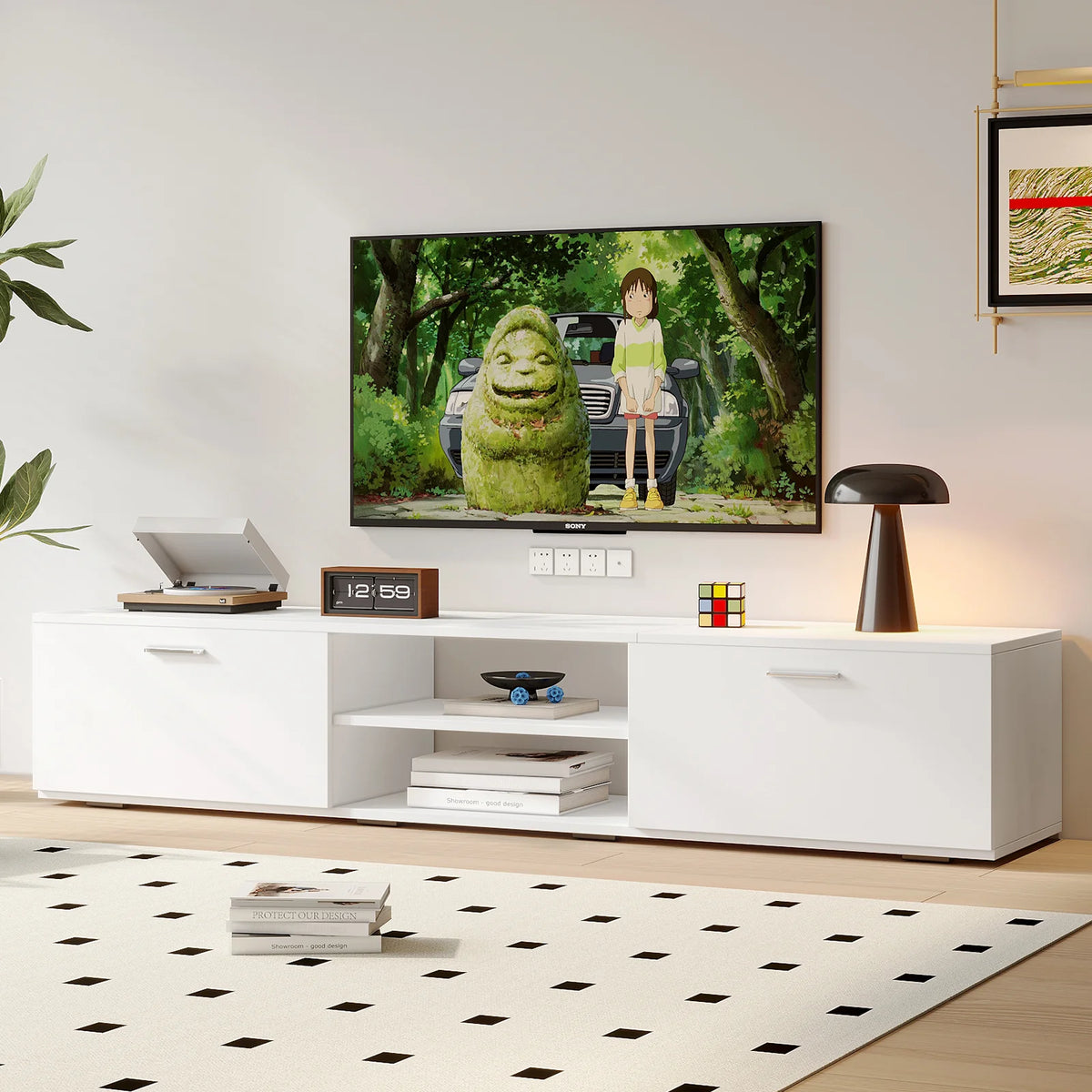 White Modern TV Stand for 55/65/70 Inch TVs S385477