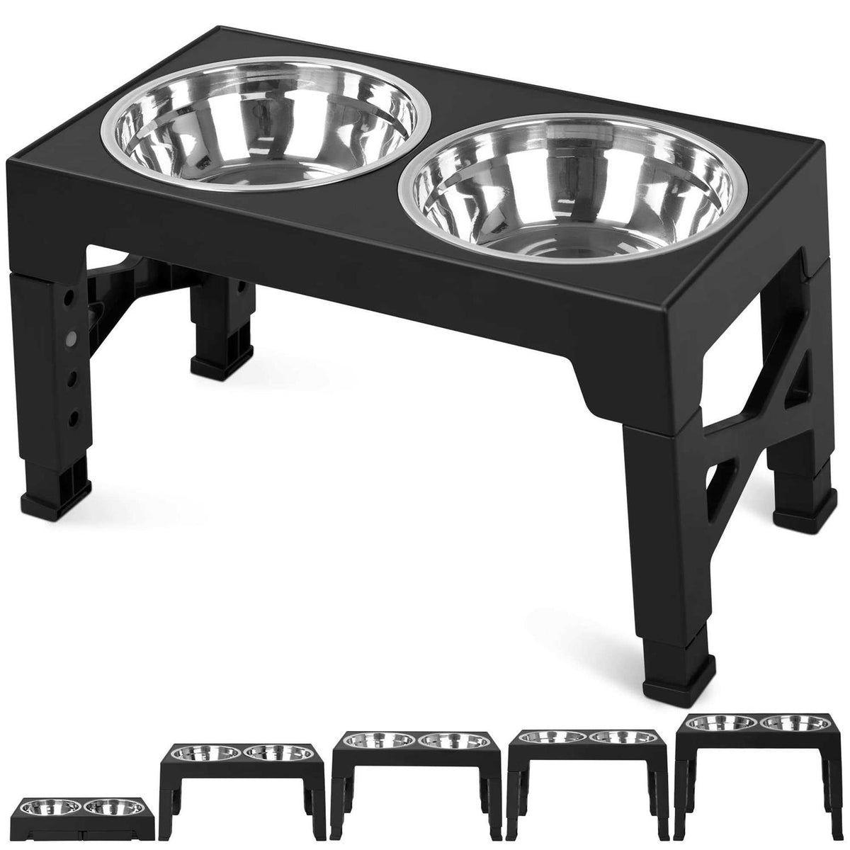 Elevated Dog Bowls with 2 Stainless Steel Bowls I2211