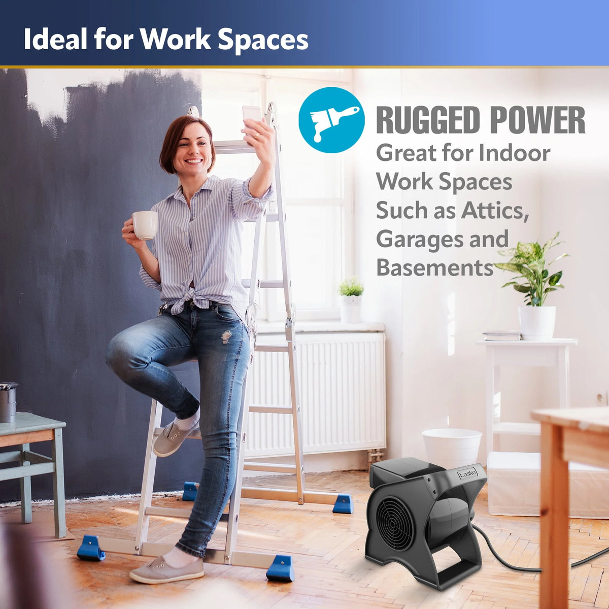12 Pivoting High Velocity 3-Speed Blower Fan with Outlets, Black F34937