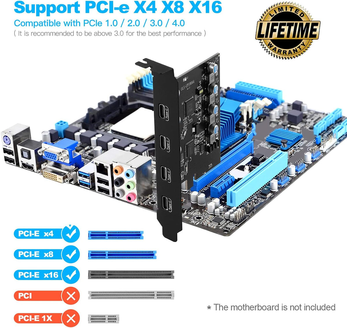 PCIe Gen3 x2 USB 3.2 4-Port Type C Expansion Card O282