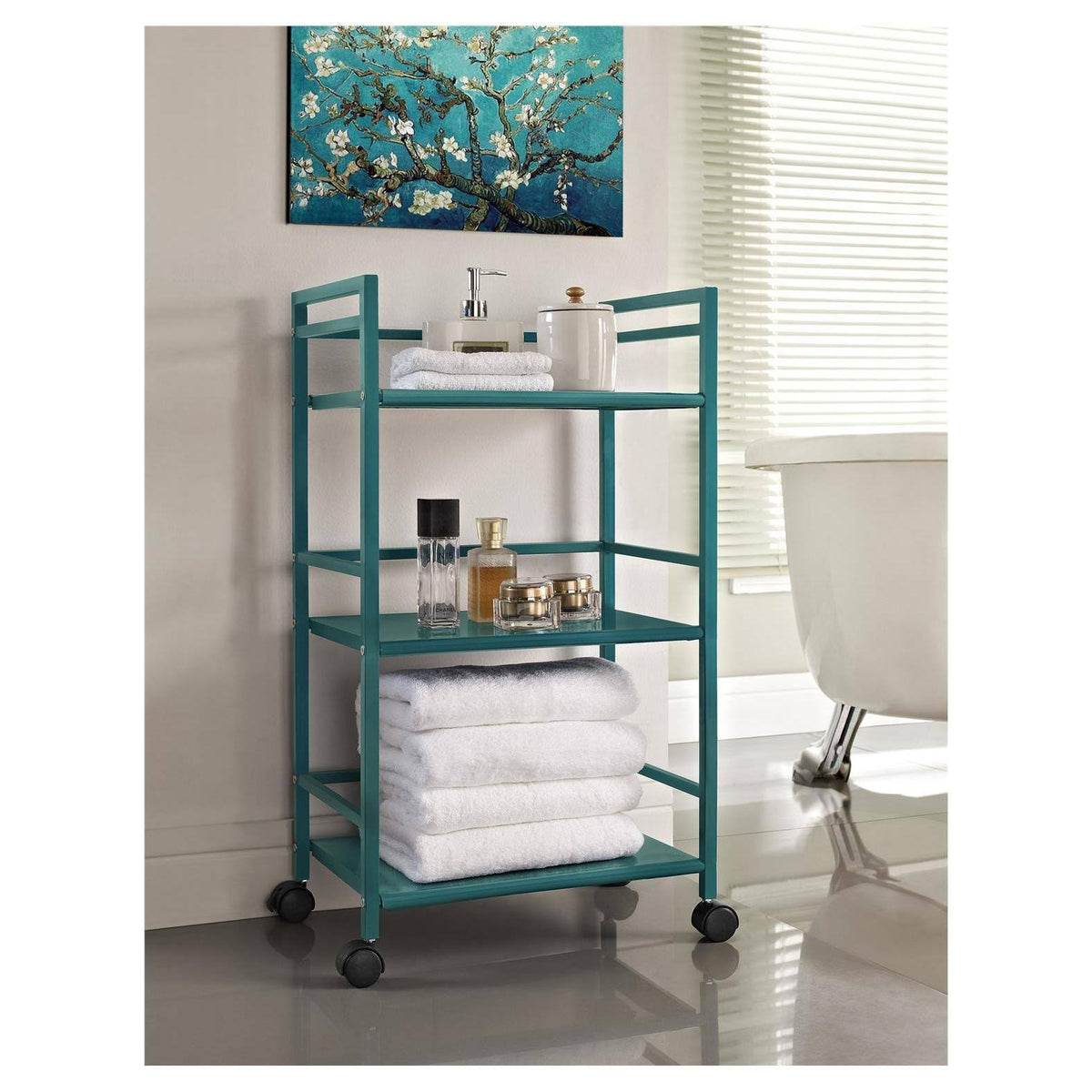3 Shelf Metal Rolling Utility Cart O9190