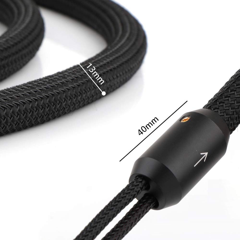 OFC Copper Black Speaker Cables 12AWG Nylon Braid Banana Plugs 2.5M V51718