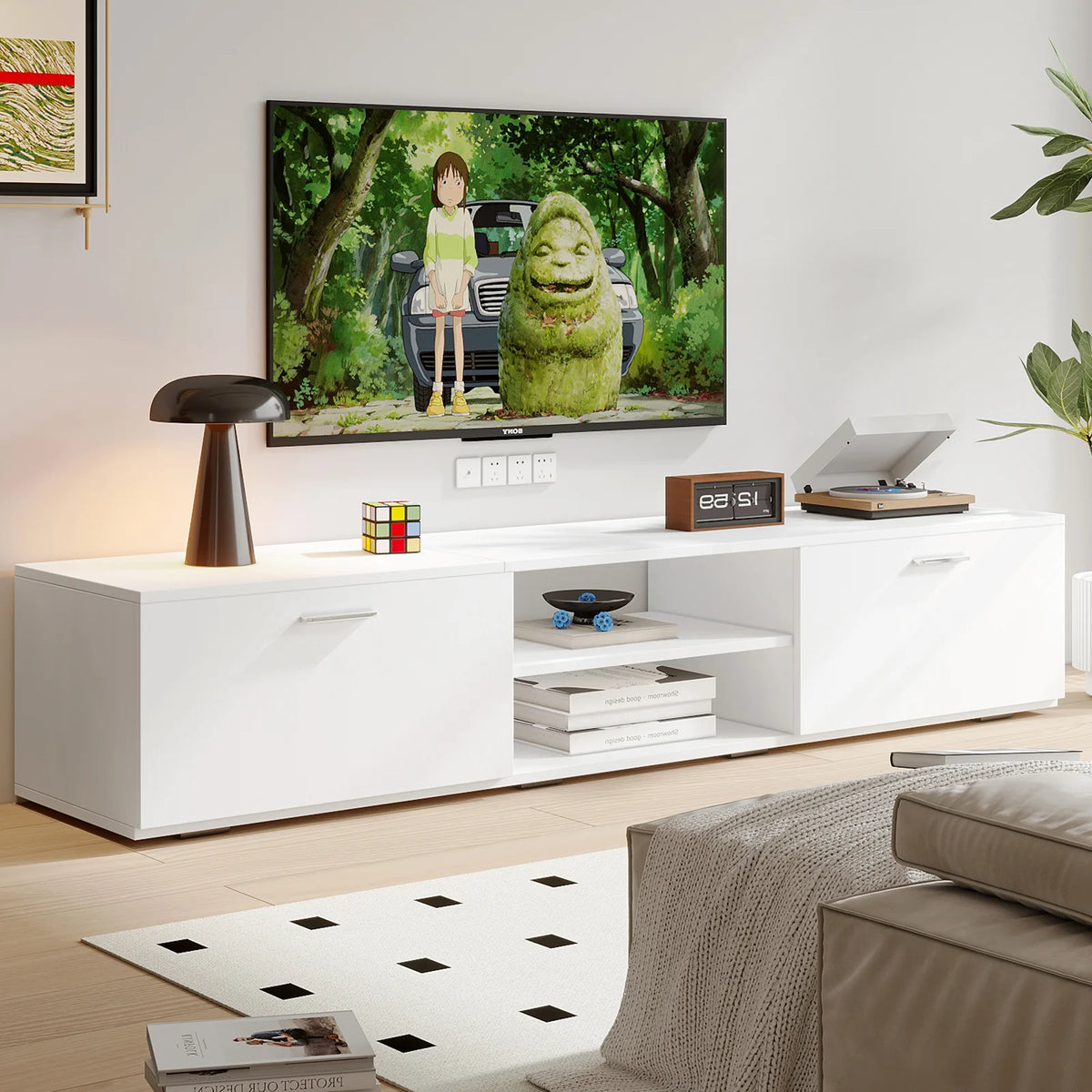 White Modern TV Stand for 55/65/70 Inch TVs S385477