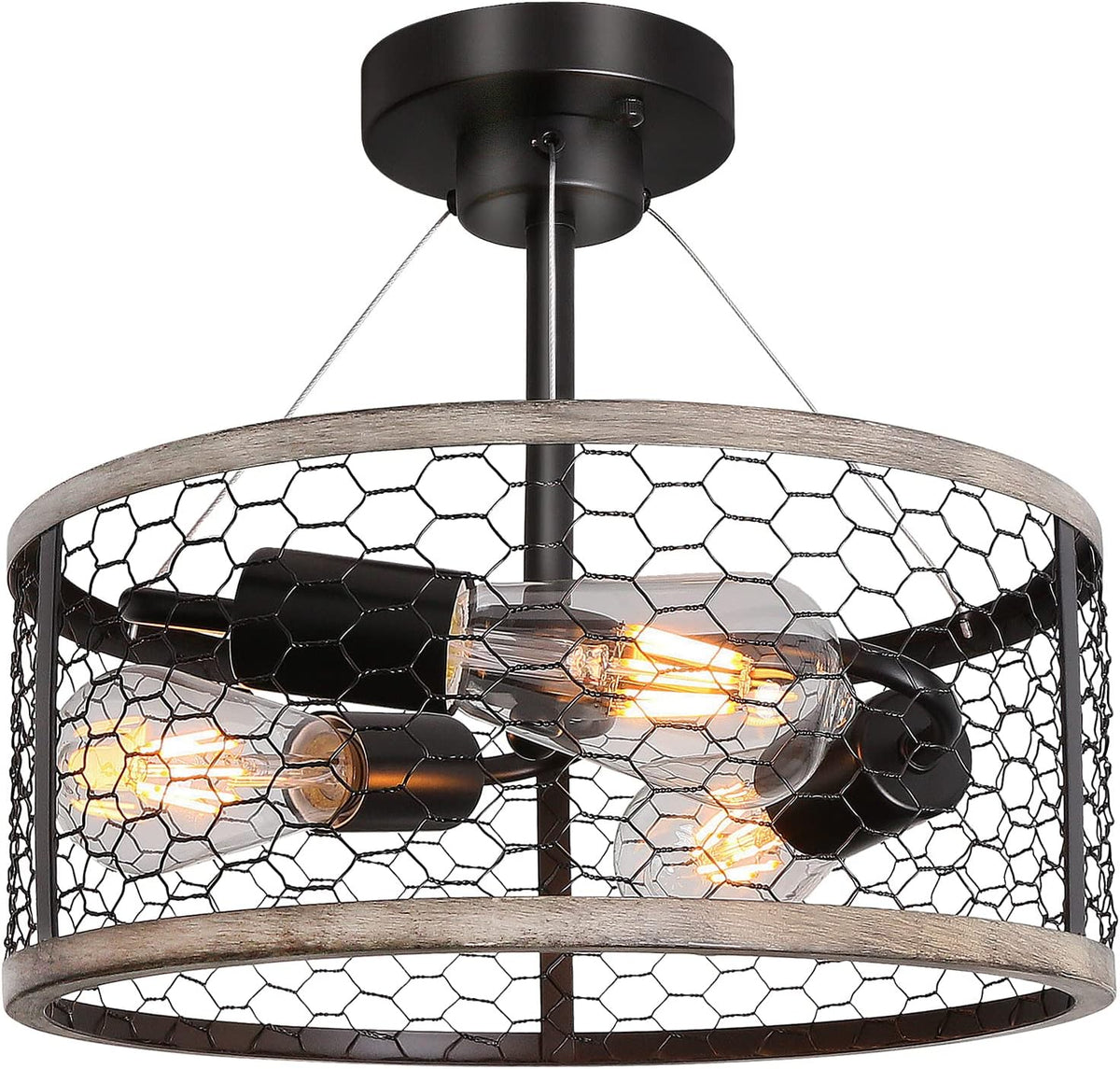 Rustic 3-Light Flush Mount Ceiling Light Fixture T328263