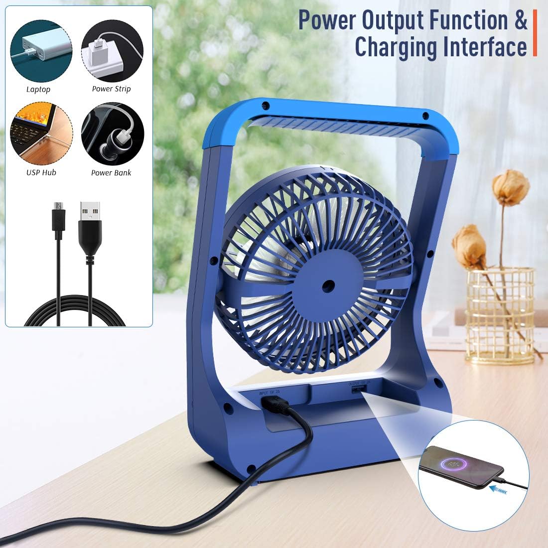 Rechargeable Battery Operated Fan 20000mAh 3 Speed 360°Rotation Y616966