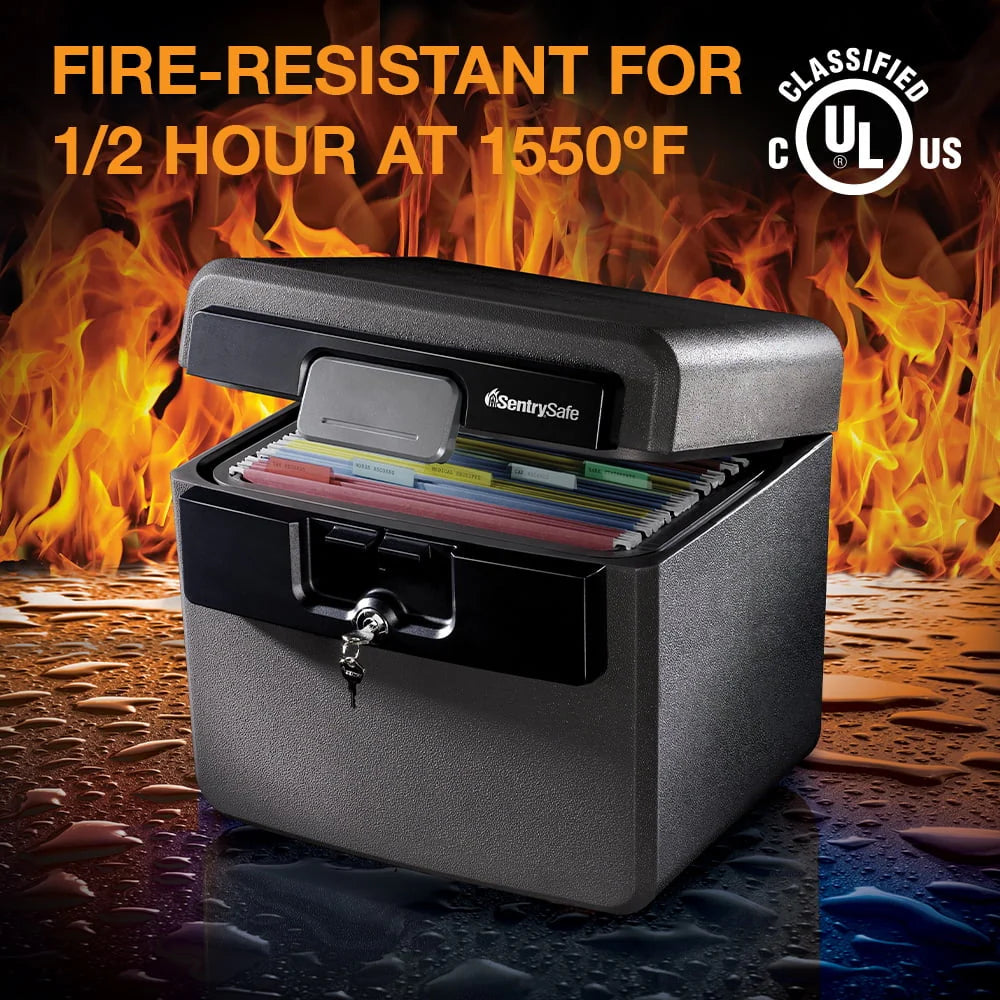 Fire-Resistant Water-Resistant Key Lock Safe Box 0.65 cu. ft. N154