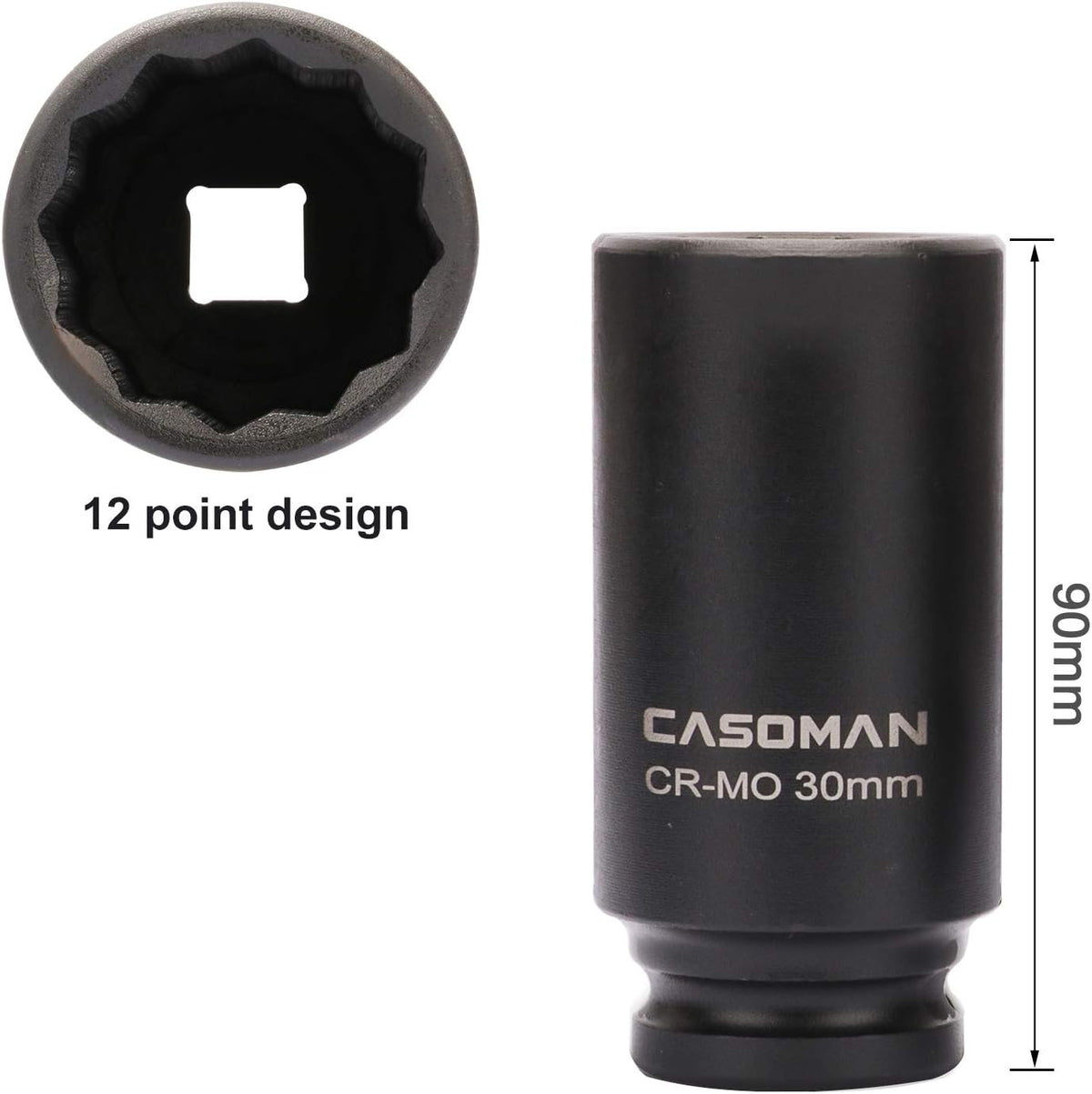 1/2-Inch Drive Deep Spindle Axle Nut Impact Socket Set, 12 Point, Metric, CR-MO, 8 Piece T3308