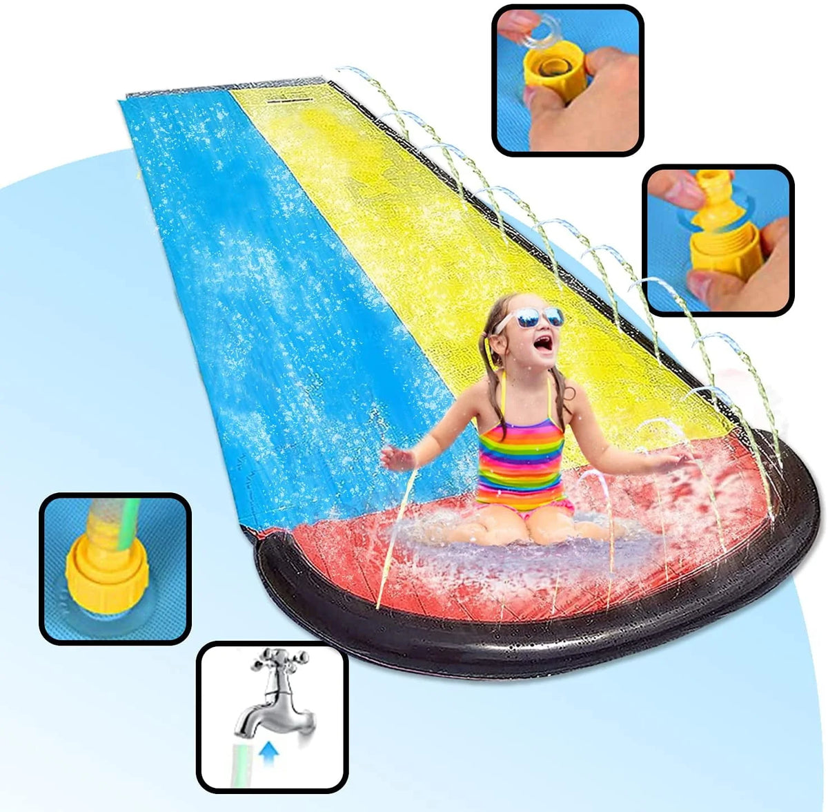 15.5ft Double Race Lanes Water Slide H354785