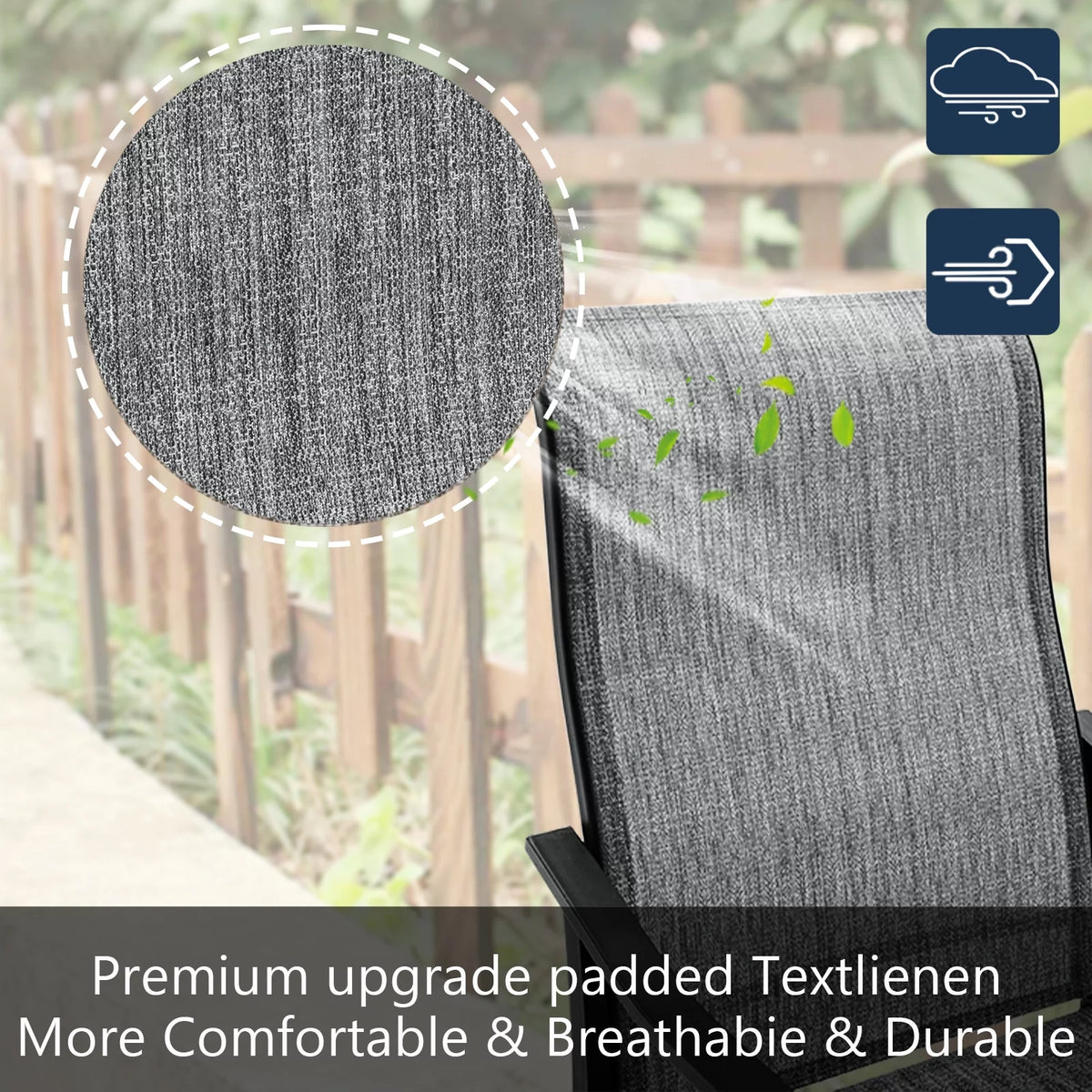Grey White Set of 2 High Back Padded Swivel Patio Chairs C4744
