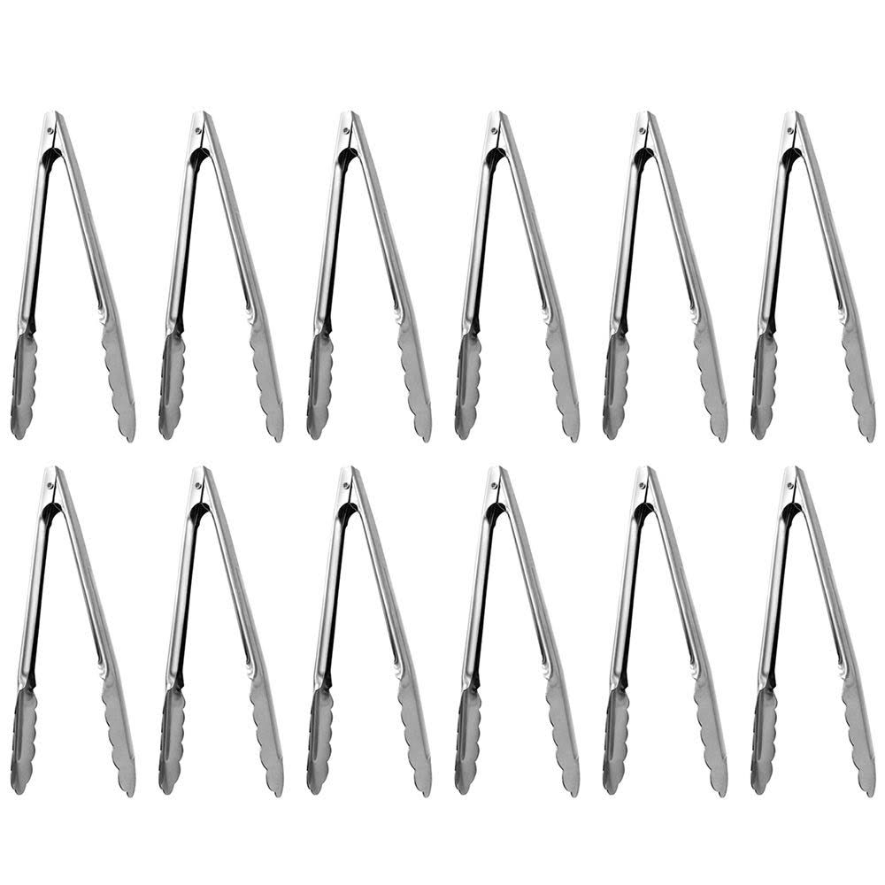 Stainless Steel 7-Inch Kitchen Tongs Set of 12 U9315
