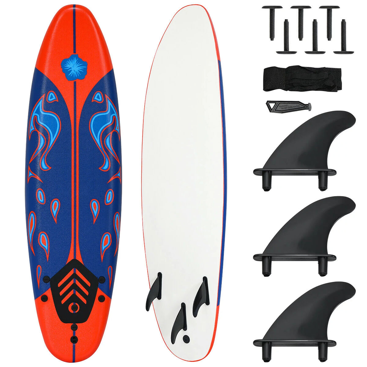 6' Foamie Body Surfing Board with 3 Fins & Leash G19519