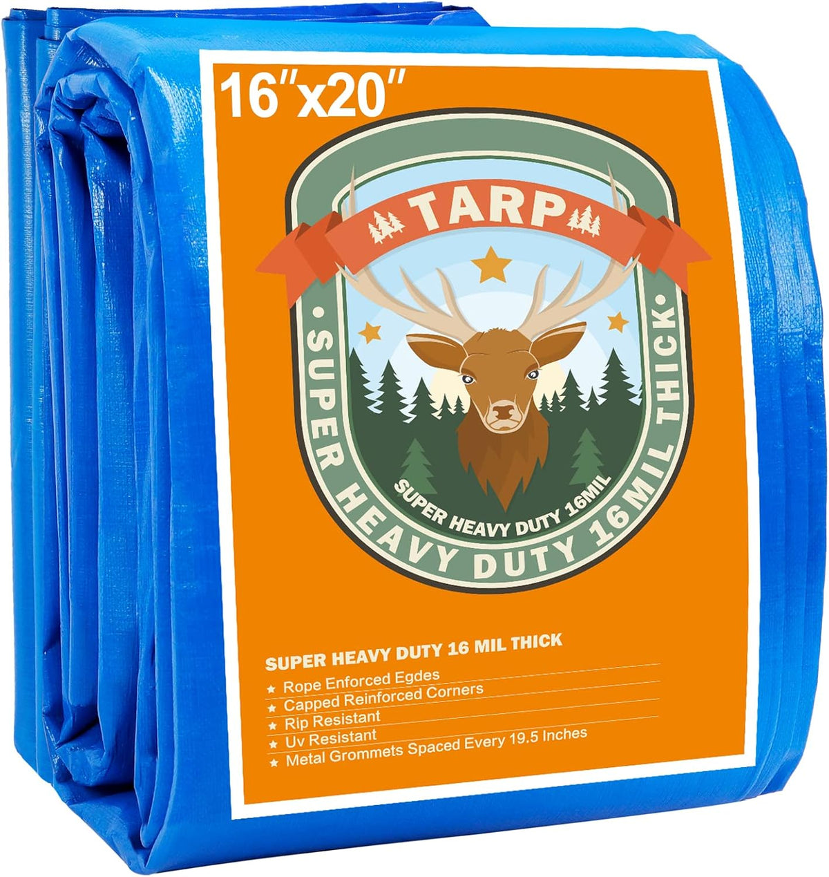 16 Mil Heavy Duty Waterproof Blue Poly Tarp with Metal Grommets K5052
