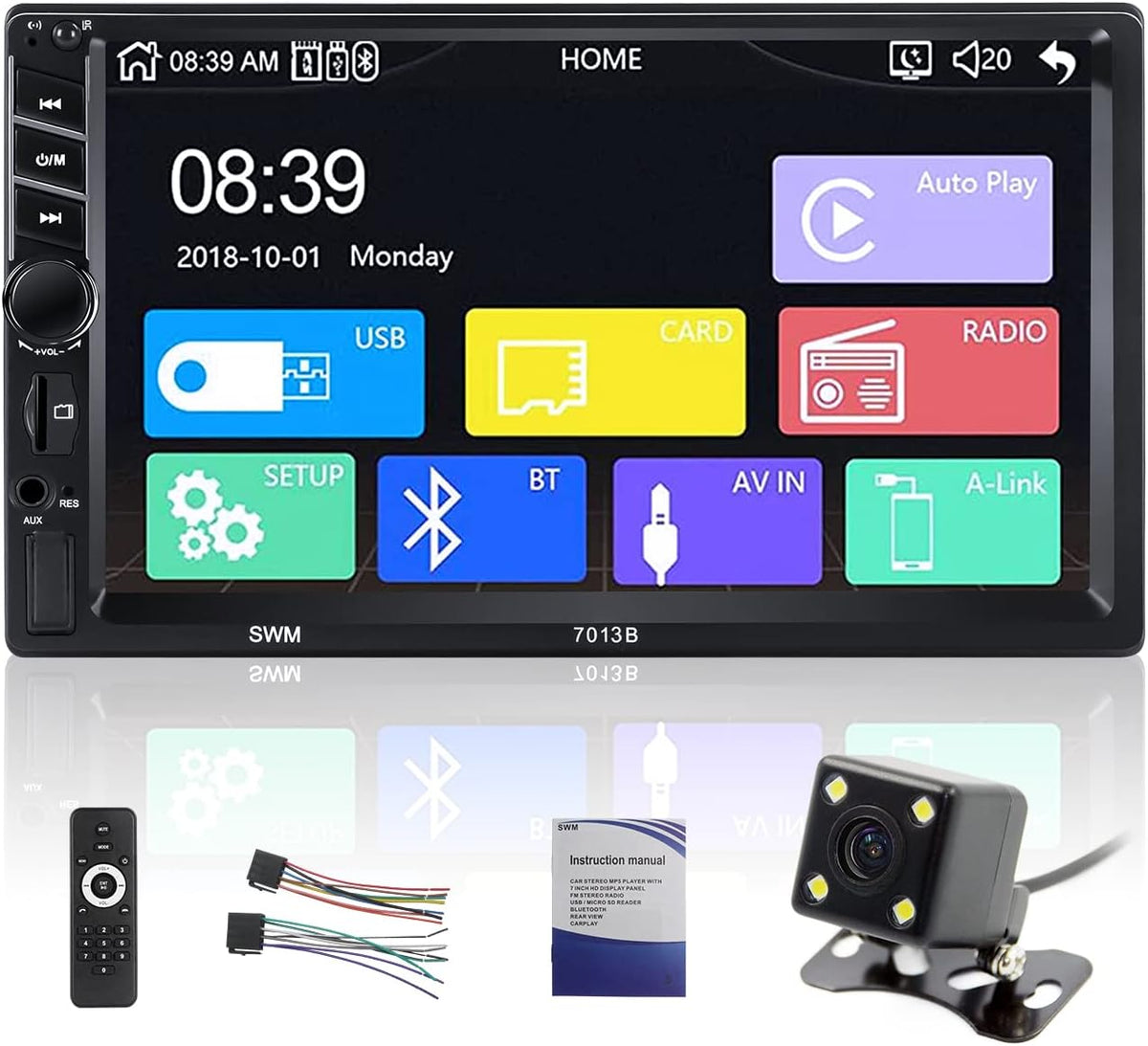 Double Din 7 Inch Touch Screen Car Stereo with Backup Camera X509404