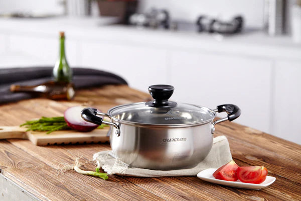 Stainless-Steel Casserole Pot with Glass Lid J670552