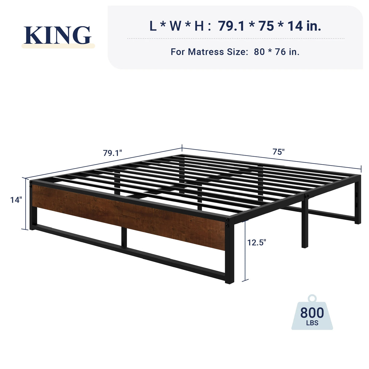 Black Twin Size Metal Platform Bed Frame with Storage G8229