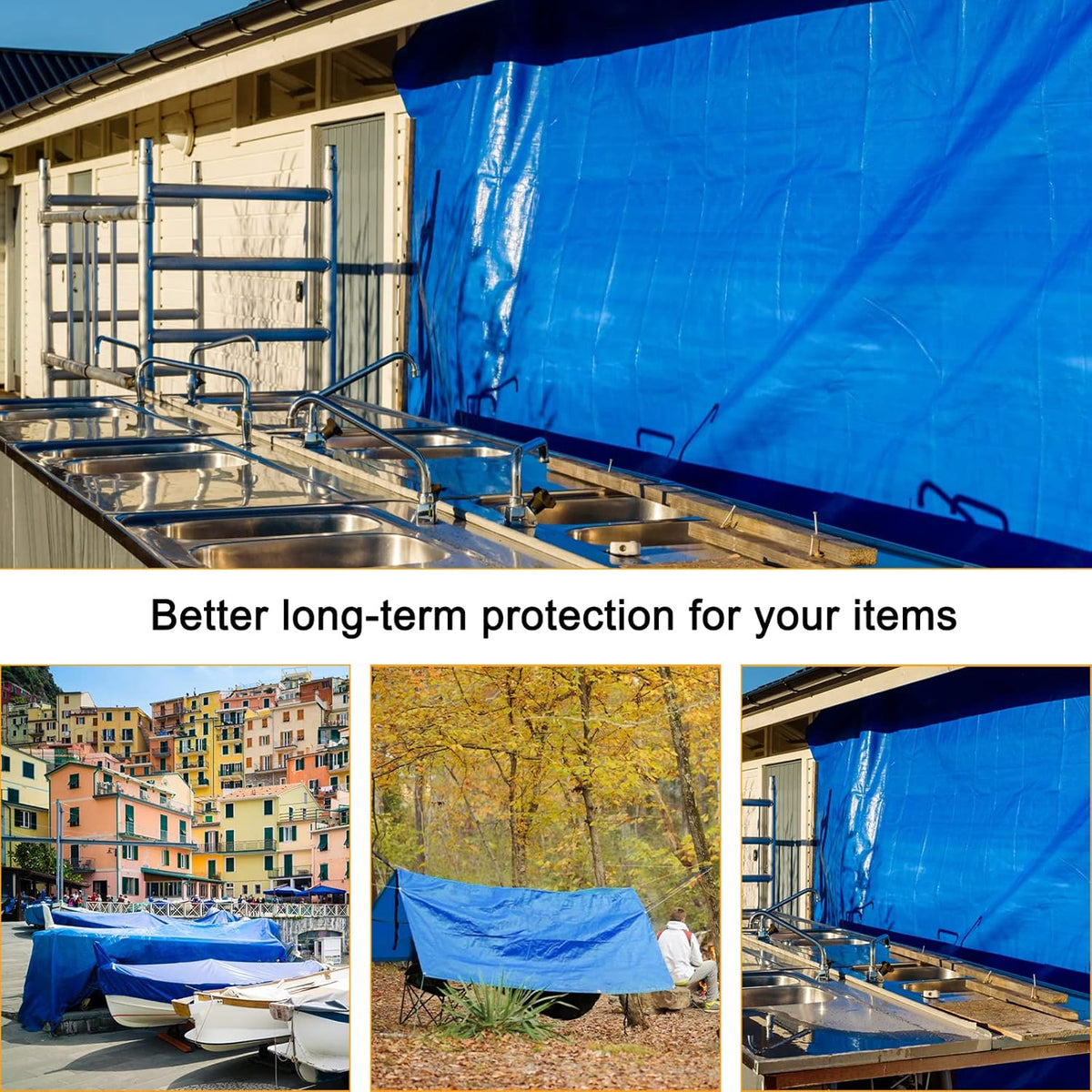 16 Mil Heavy Duty Waterproof Blue Poly Tarp with Metal Grommets K5052
