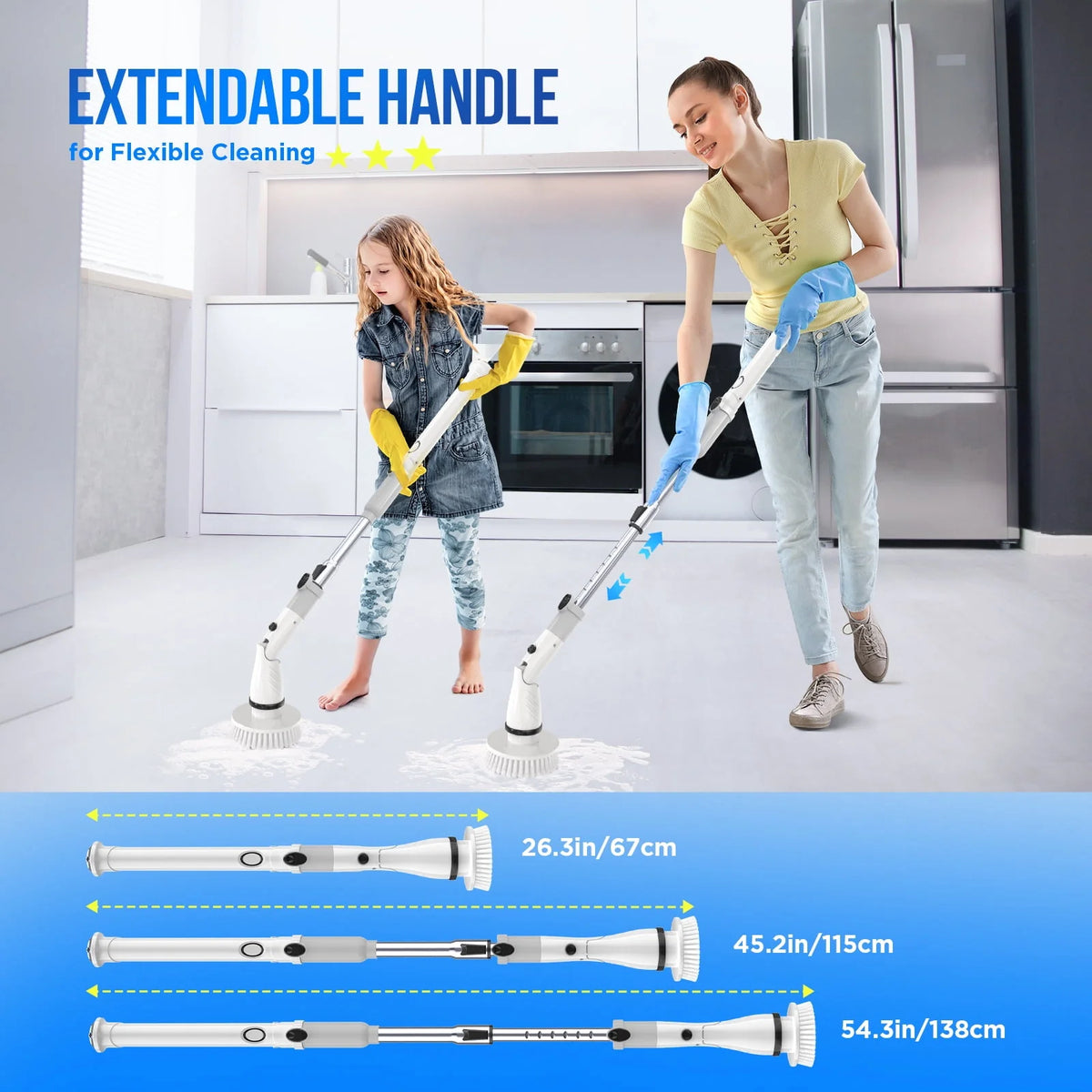 Cordless Electric Spin Scrubber with 4 Heads B8625