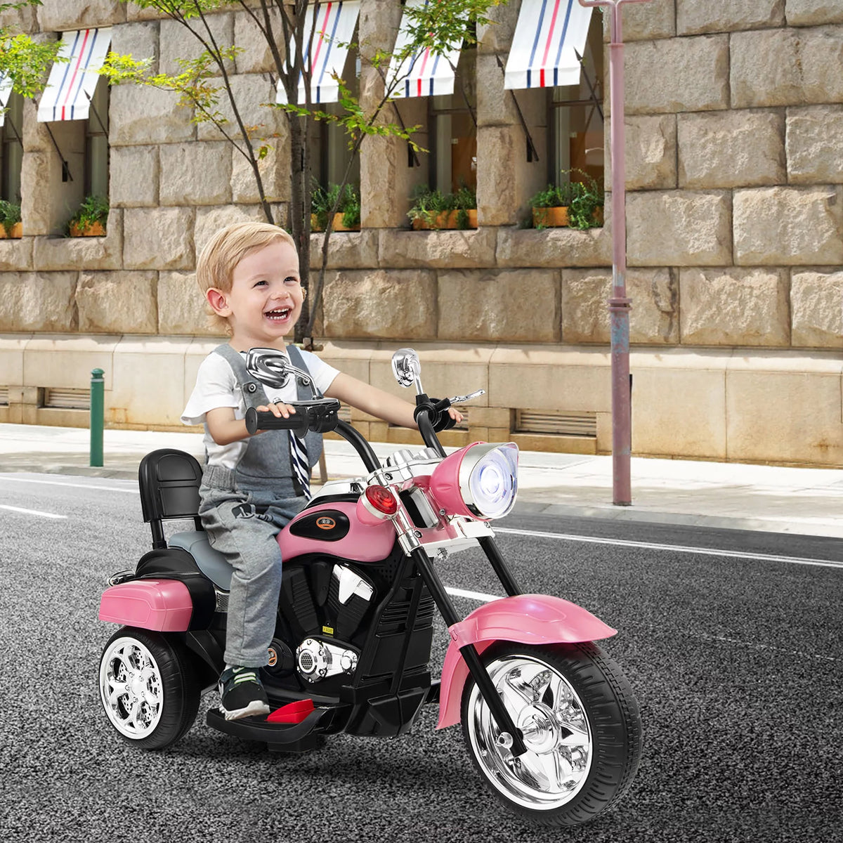 3 Wheel Kids Ride On Motorcycle 6V Battery Powered White Q474728