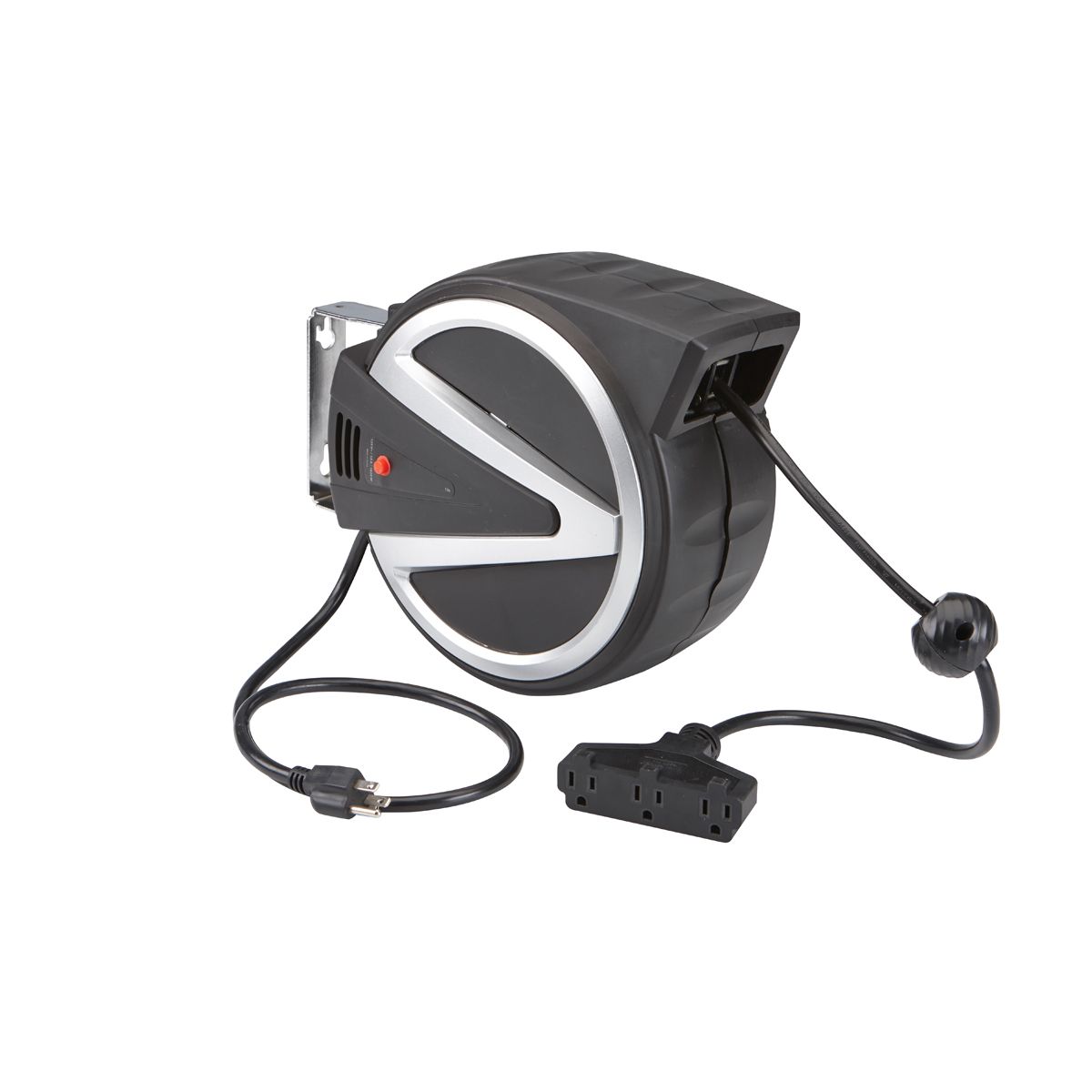 40 ft. 14/3 Gauge Retractable Cord Reel with Triple Tap, Black V1815