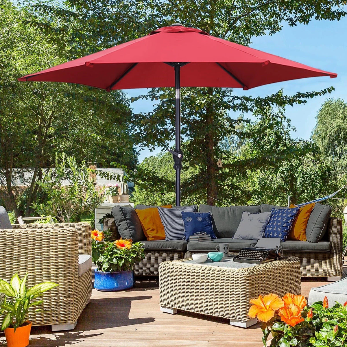 7.5FT Patio Umbrellas with Push Button Tilt and Crank M9947