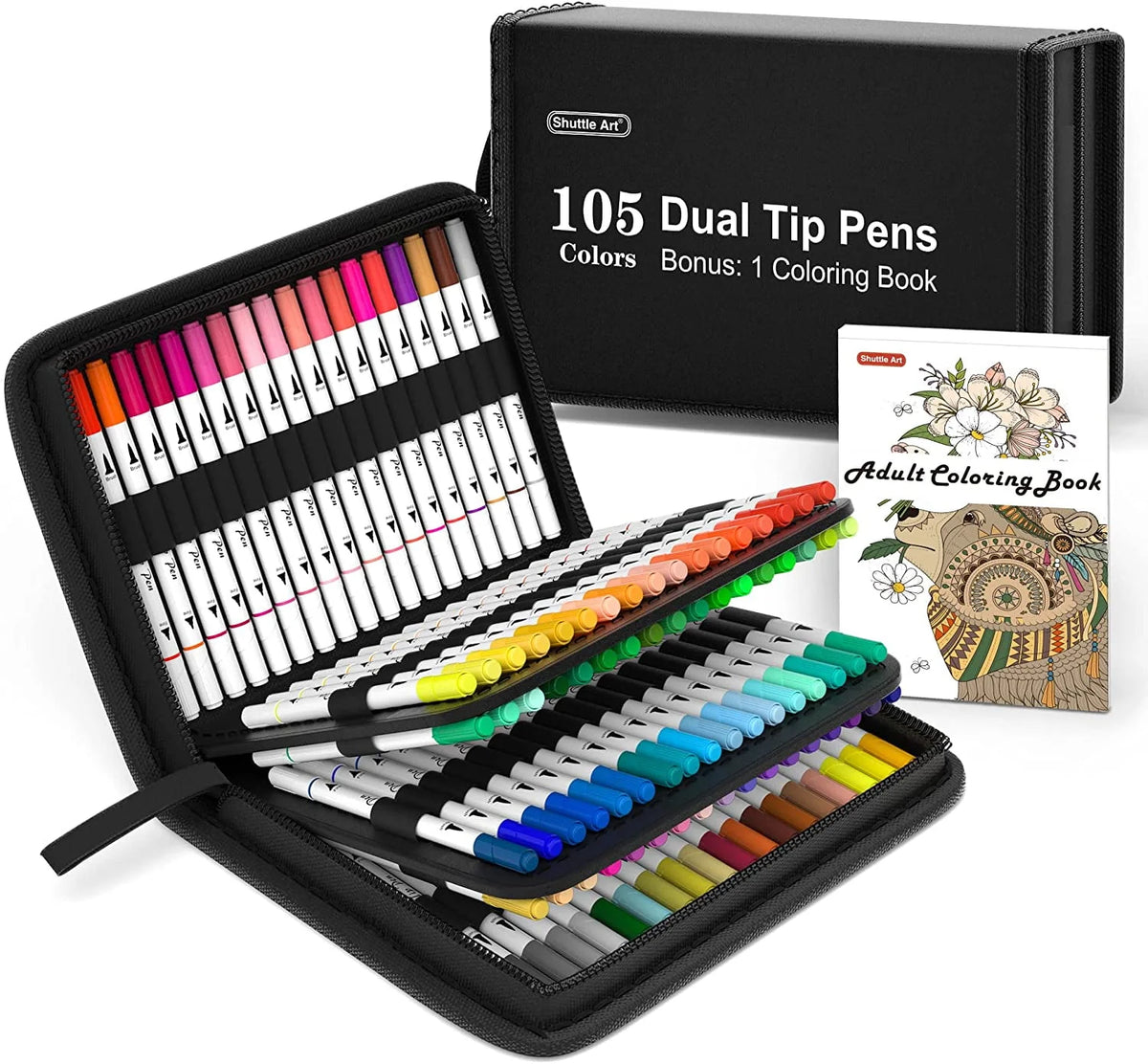 105 Colors Dual Tip Brush Pens Set with Case Z48928